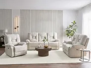 Sofa elektrisch verstellbar 2-Sitzer BERGEN mit USB-Anschluss Samtstoff Hellbeige_1064936