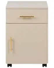 Nachttisch mit 1 Schublade OMBURA Metall Beige_1082510