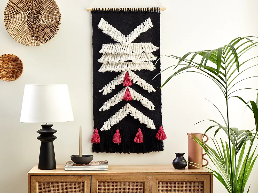 Fabric Wall Hanging PAKPATTAN 123 cm Cotton Black_1184421