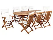 Gartenmöbel Set 8-Sitzer MAUI II inkl. Kissen Akazienholz Cremeweiß_926687