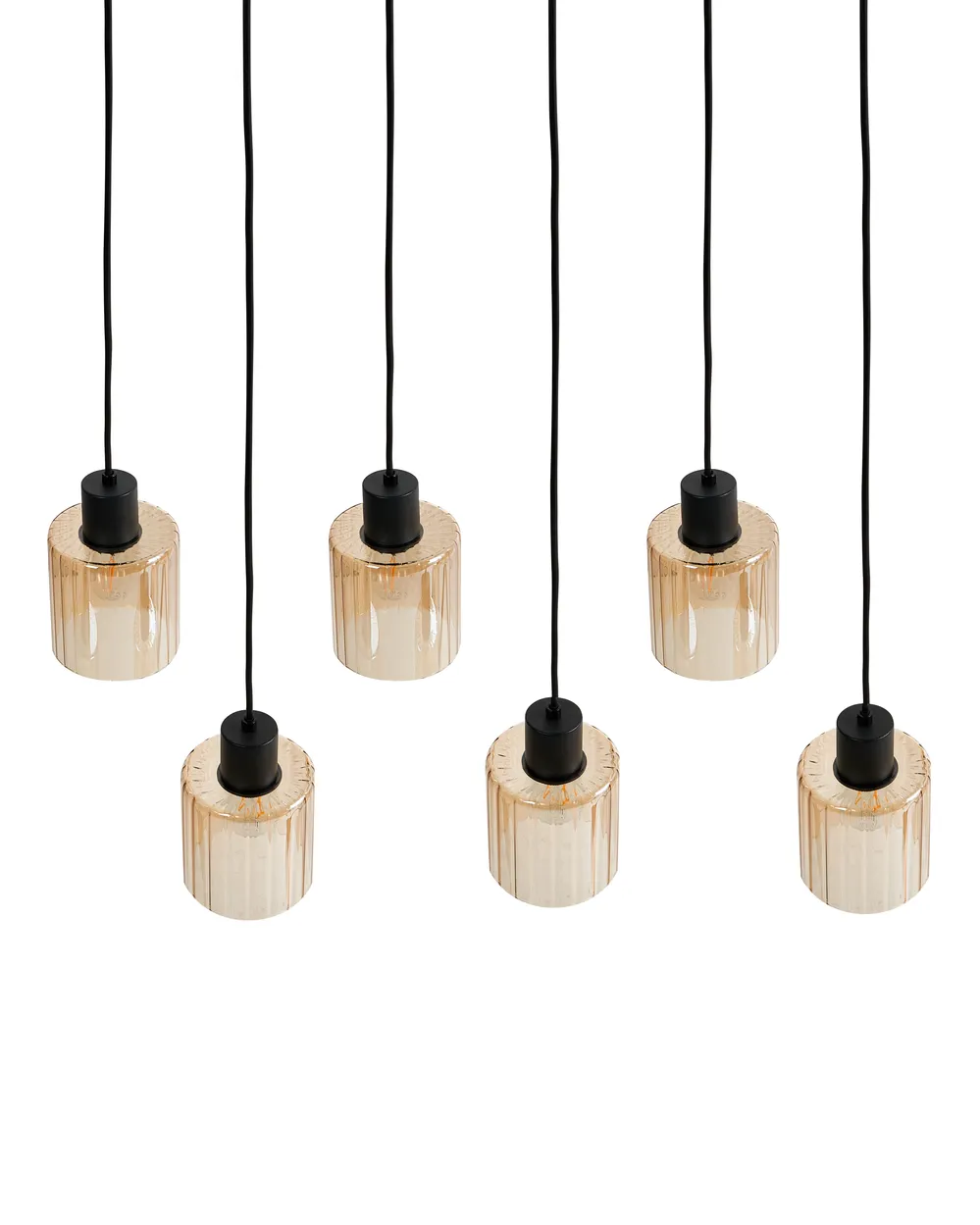 6 Light Pendant Lamp KITARE Glass Beige_1029064