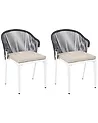 Set of 2 Garden Chairs with Cushions PARANEA Metal Grey