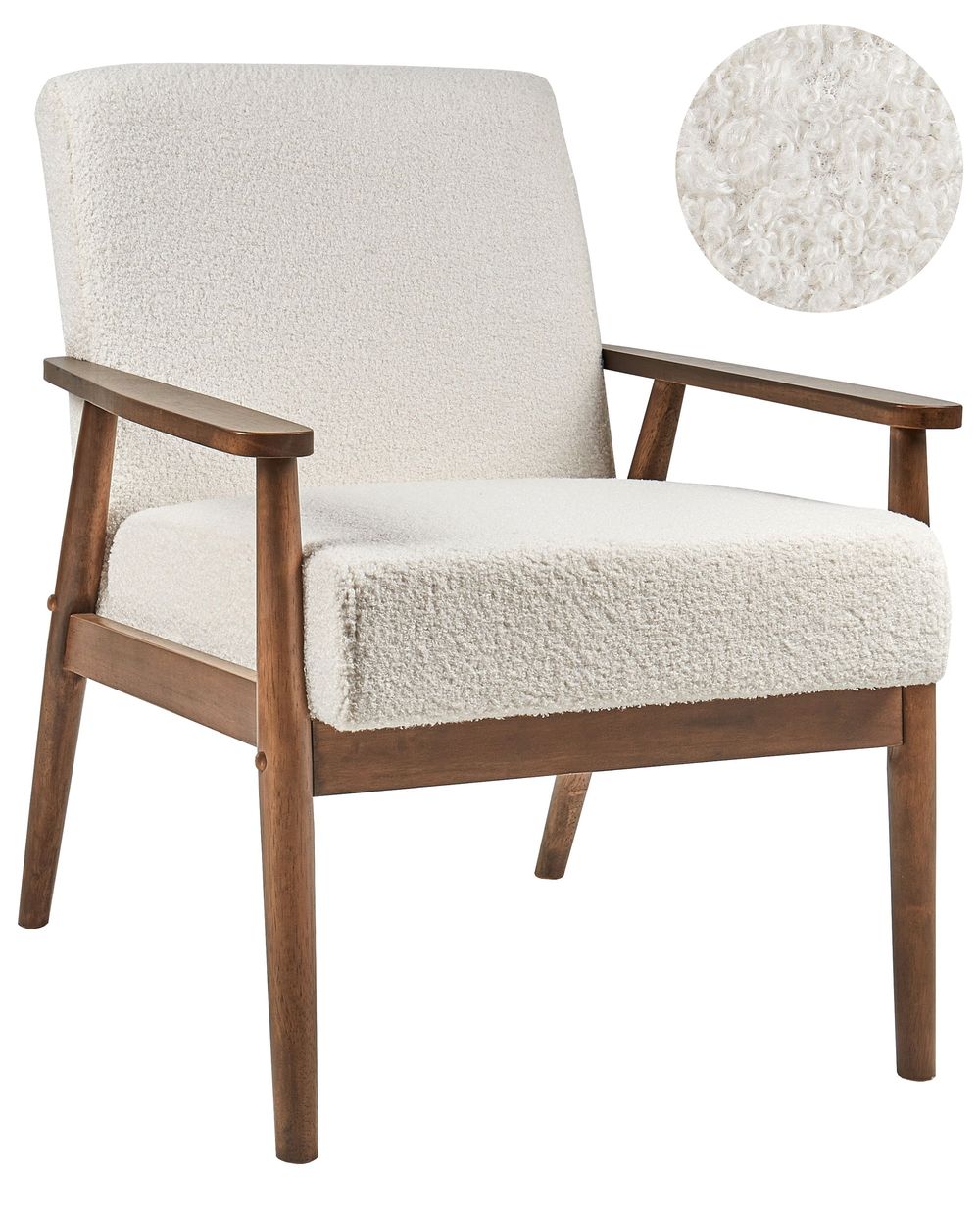 Fauteuil ESRUM Bouclé Donkerbruin/wit