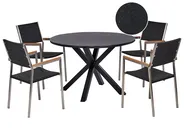 Gartenmöbel Set 4-Sitzer MALETTO/GROSSETO Polyrattan Schwarz_938137