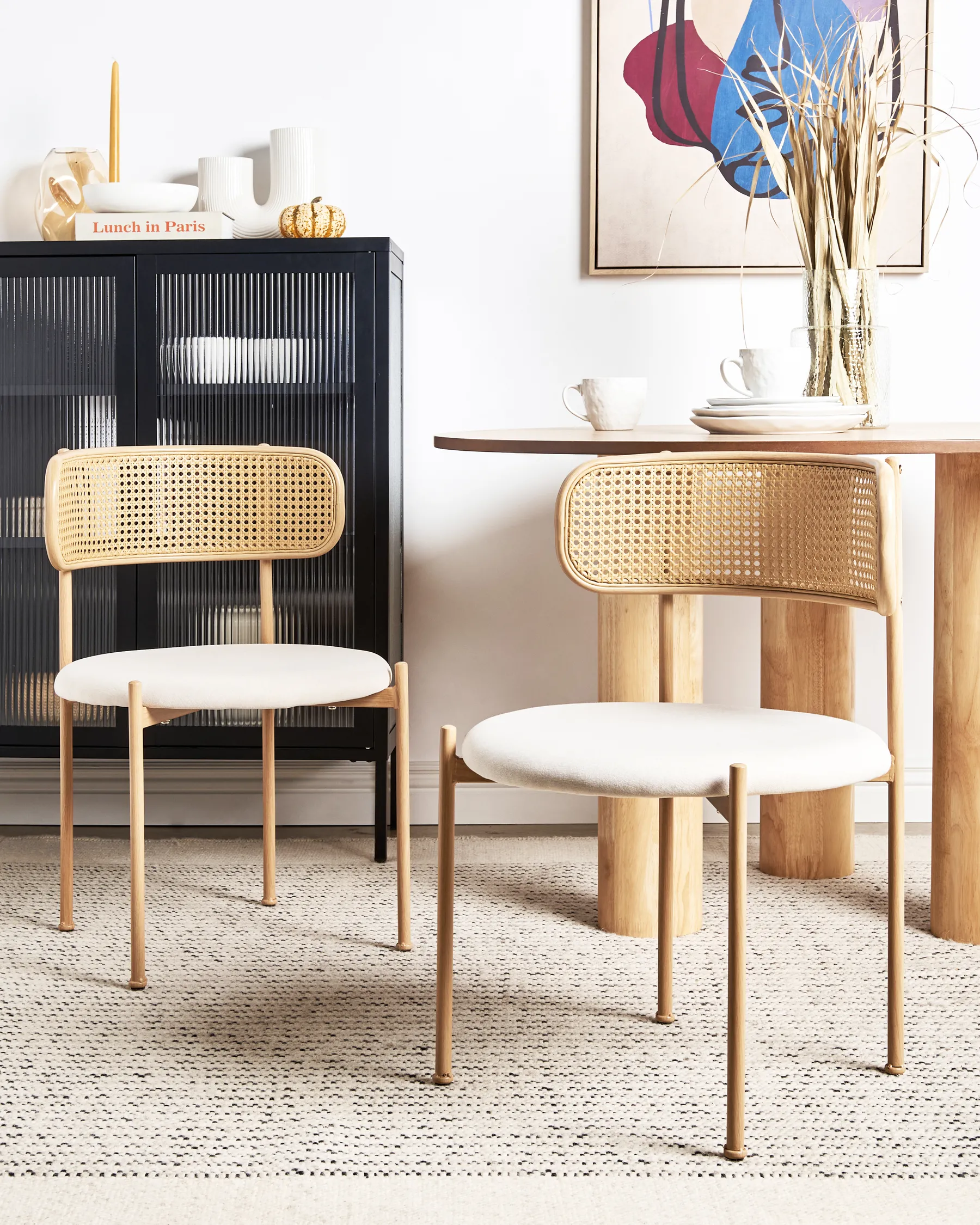 Set of 2 Dining Chairs ANDOVER Metal Light Beige_888191