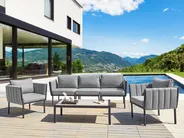 Lounge Set mit Tisch 5-Sitzer SKALA Metall Dunkelgrau_934666