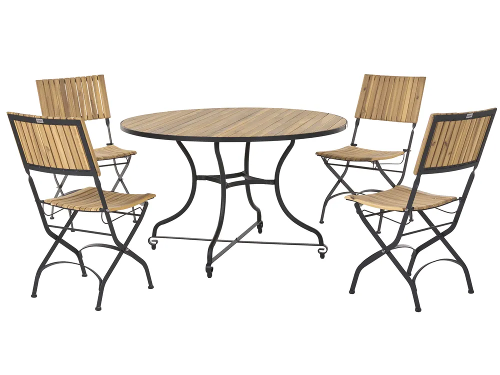 Gartenmöbel Set 4-Sitzer LASCARI klappbar Akazienholz Hellbraun