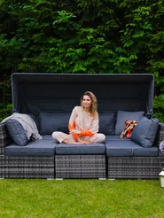 Garden Lounge Set with Table 6 Seater CORTE Modular PE Rattan Dark Brown_828657