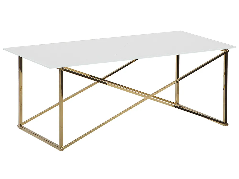 Table basse design années 70 verre et métal doré