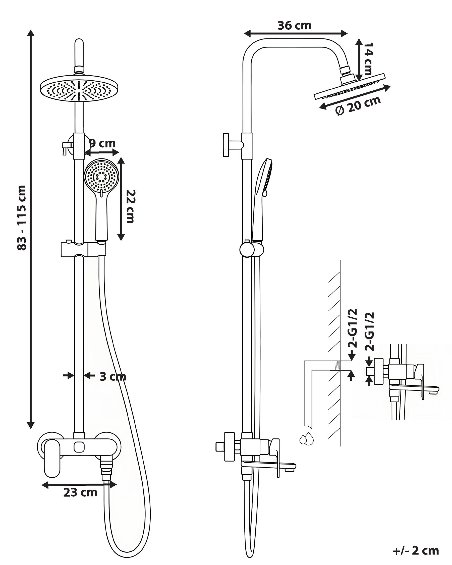 Mixer Shower Set with Rainshower GURARA Black_786386