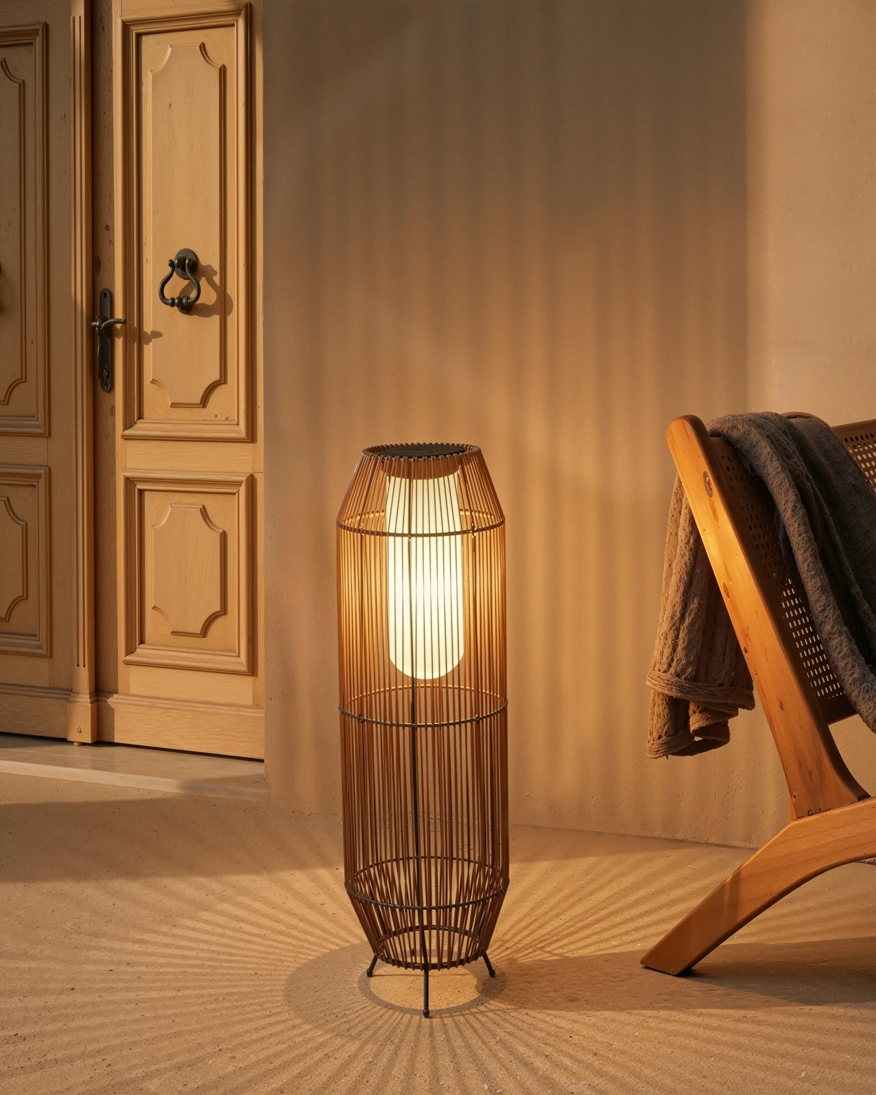 Solarbetriebene Laterne DONGWE 70 cm Naturfarben_1042959