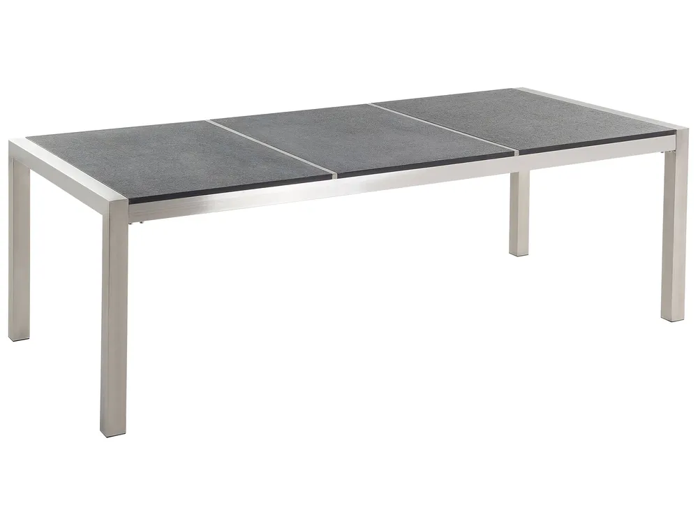 Garden Dining Set 8 Seater GROSSETO Triple Plate Granite Polished Grey/ Beige_378034