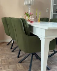 Set of 2 Dining Chairs Swivel SARDOAL Fabric Dark Green_997832
