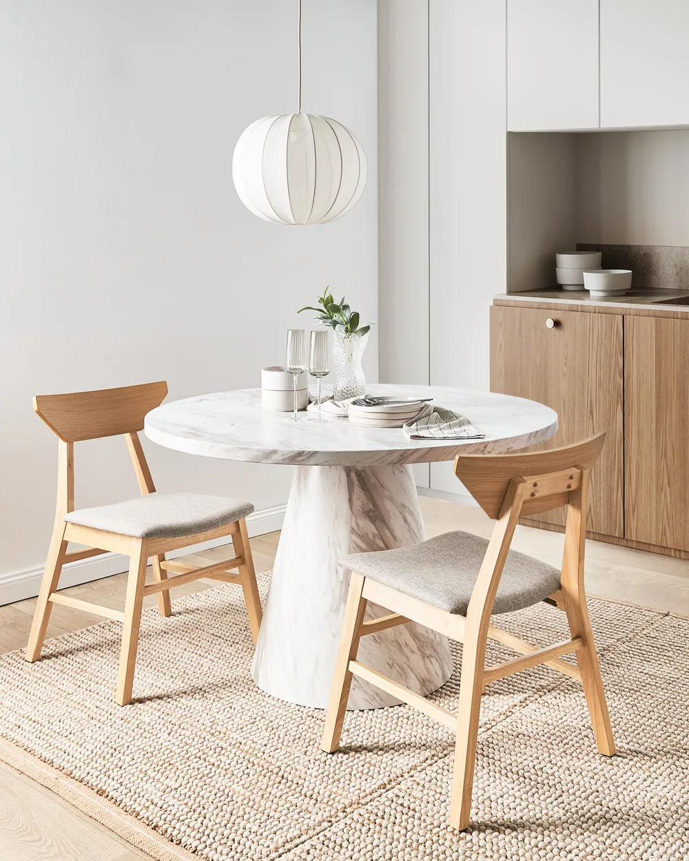 Esszimmerstuhl 2er Set HOPKINS Holz Hellbraun