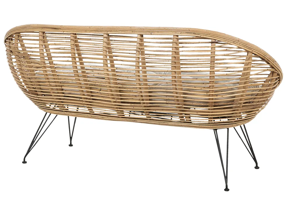 Gartensofa Set 3-Sitzer MARATEA Rattan Naturfarben_878736