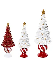 Set van 3 kerstdecoraties HITIS 32/32/40 cm Kerstboom Rood/wit_1175552