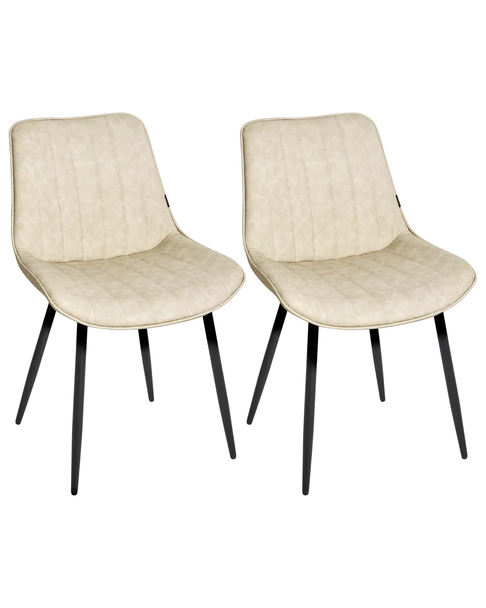 Esszimmerstuhl 2er Set DUBROVNIK Kunstleder Hellbeige