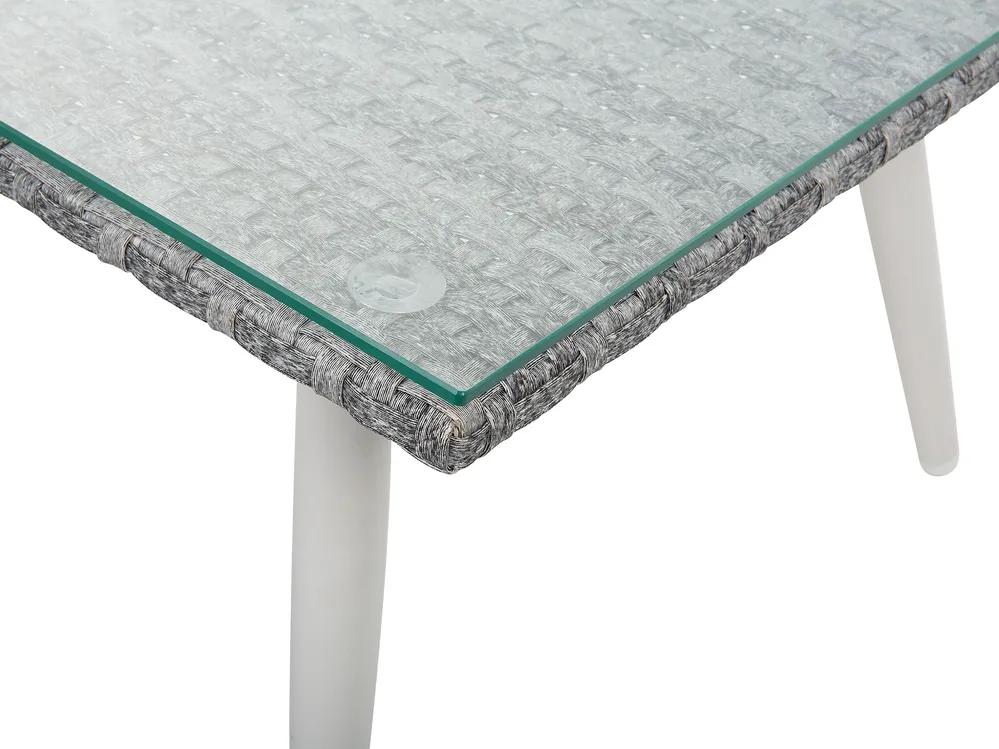 Lounge Set mit Tisch 4-Sitzer RAGUSA Polyrattan Cremeweiß_718465