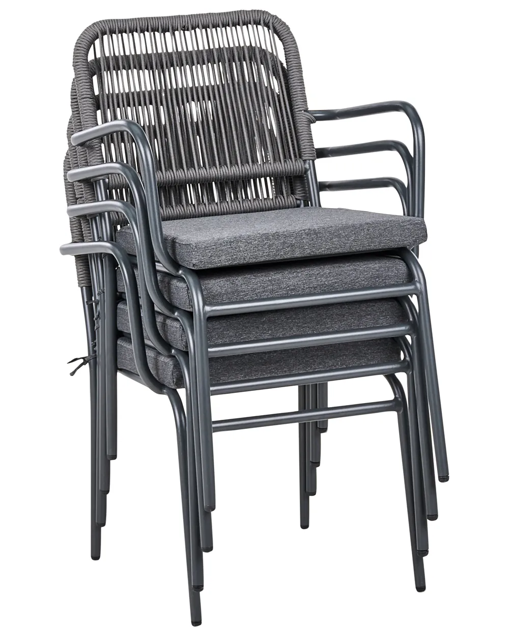 Set mit 4 Stühlen und Sitzkissen TACENO Metall Grau_1007826