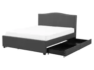 Bett mit Schubladen MONTPELLIER Stoff Dunkelgrau 160 x 200 cm_708773