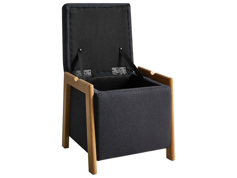 Living Room Set 3 Seater EDLAND with Pouffe Fabric Black_1041019