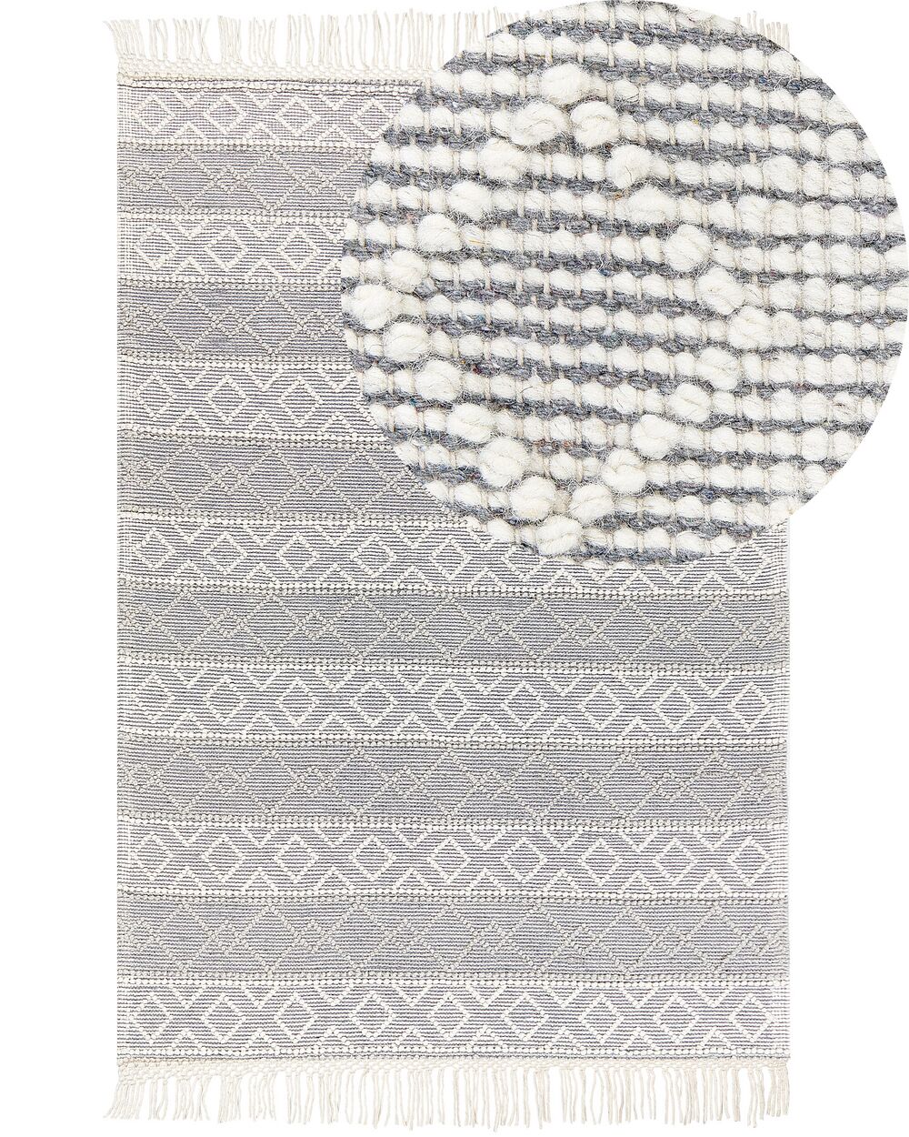 Teppich TONYA Grau 160 x 230 cm Wolle