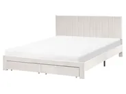 Bed with Storage Drawers LONZAC Velvet Off-White 160 x 200 cm (EU King Size)_1014781