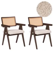 Esszimmerstuhl 2er Set AVA Holz Dunkelbraun / Hellbeige_1068376