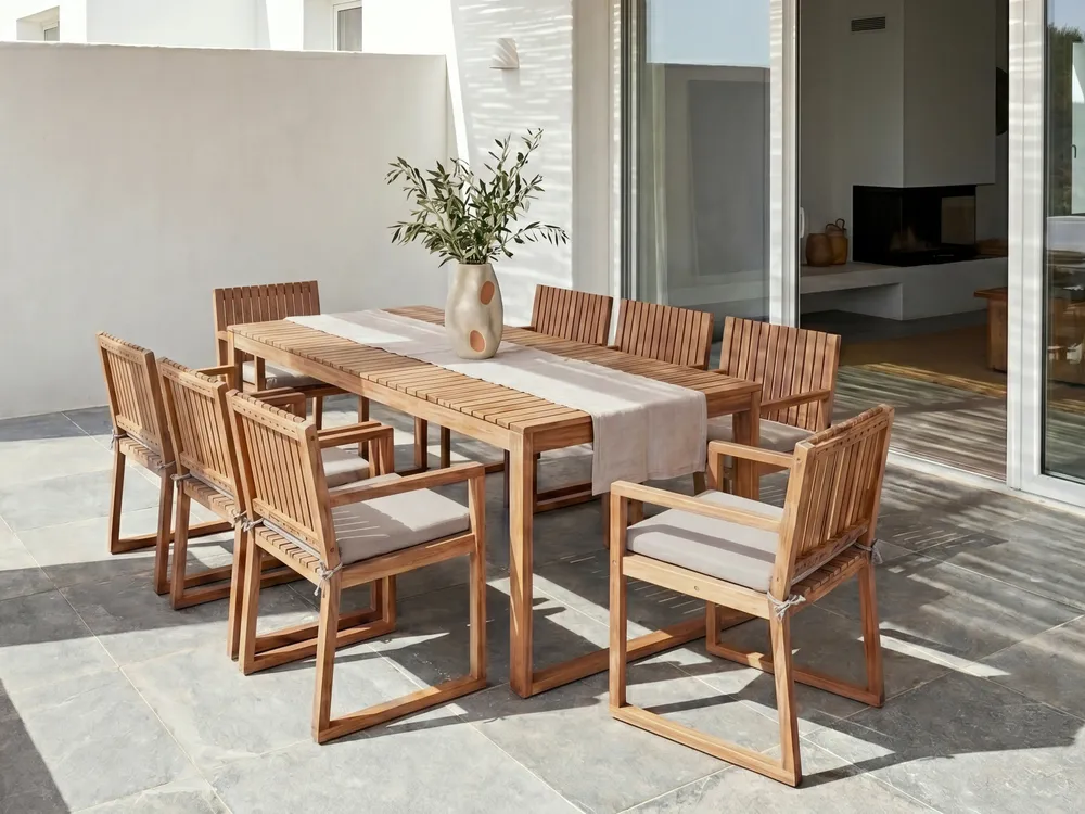 Gartenmöbel Set 8-Sitzer SASSARI PREMIUM inkl. Kissen zertifiziertes Akazienholz Taupe