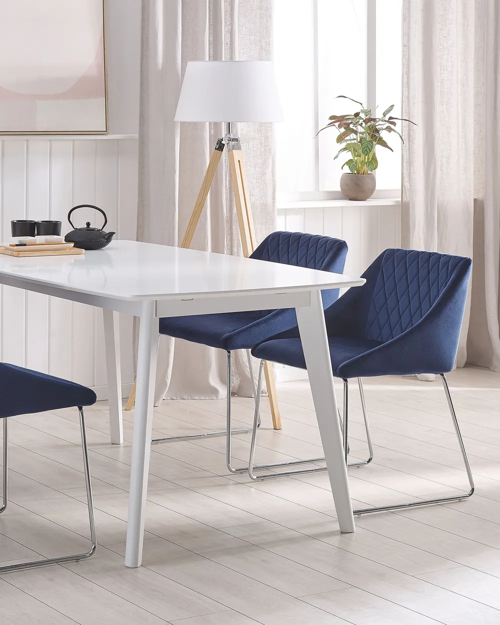 Esszimmerstuhl 2er Set ARCATA Samtstoff Marineblau