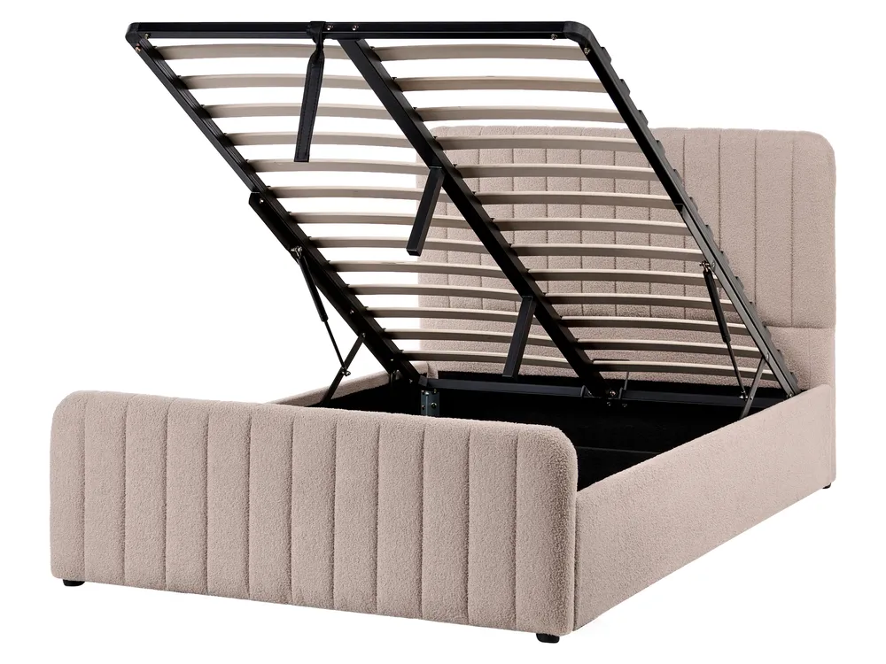 Ottoman Bed LUNAN Boucle Beige 120 x 200 cm (EU Small Double)_1048415