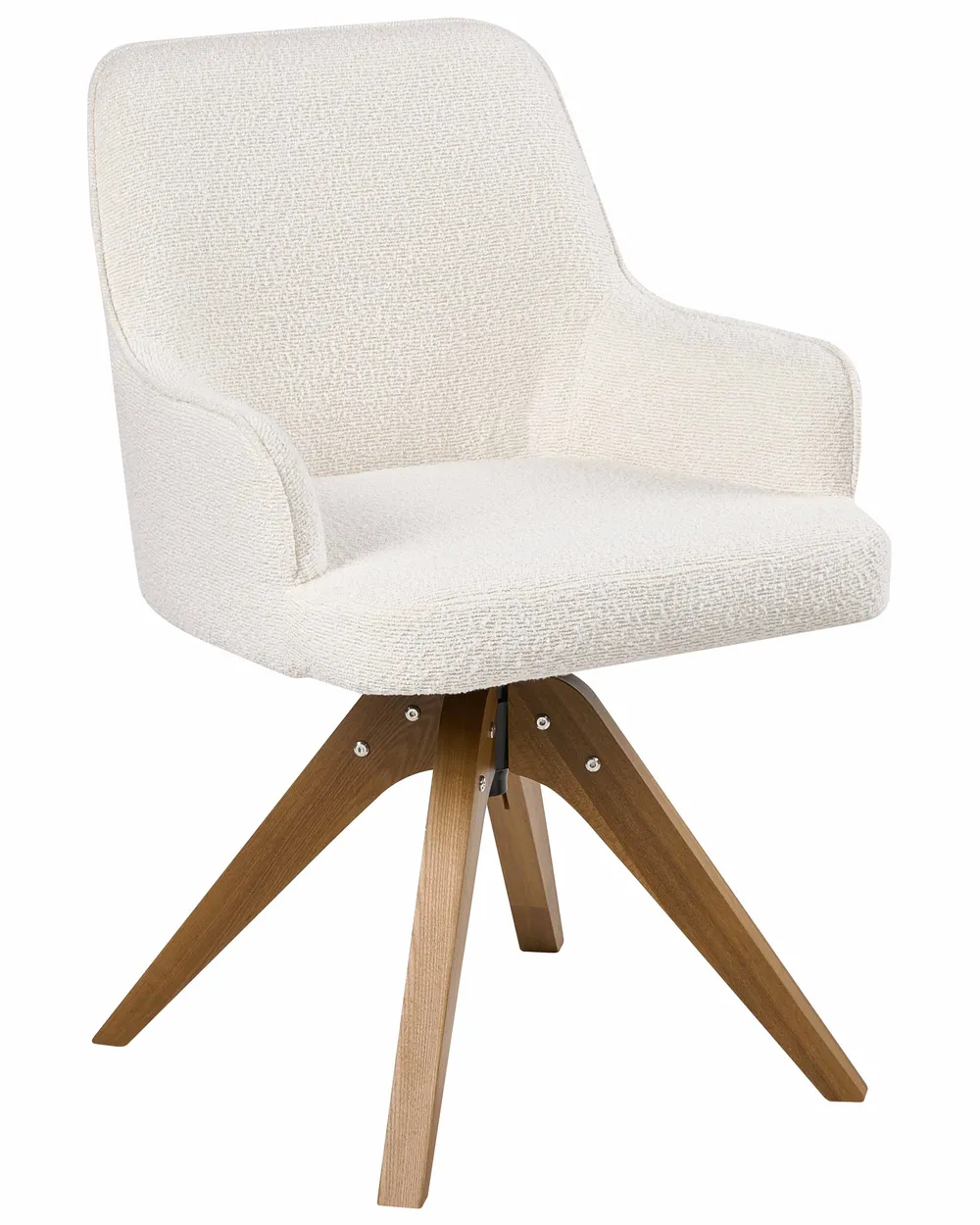 Esszimmerstuhl 2er Set drehbar SYLVANIA Bouclé Cremeweiß_1038118