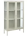 Vitrine mit Glastüren NASH 90 cm Metall Hellbeige