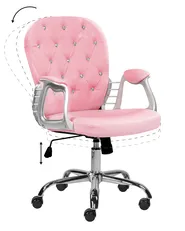 Desk Chair PRINCESS Faux Leather Pink_1082237