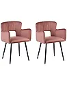 Esszimmerstuhl 2er Set SANILAC Samtstoff Pastellrosa