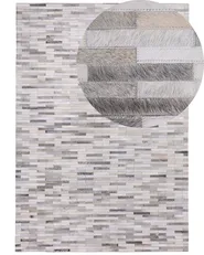 Teppich AHILLI Grau 160 x 230 cm Echtleder_688990