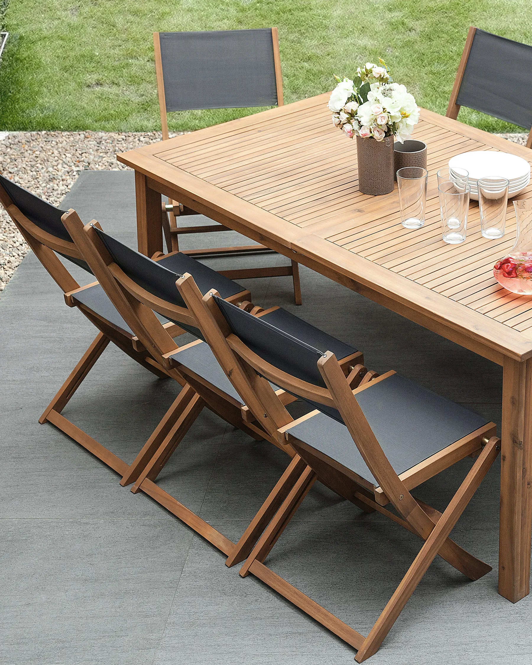 Gartenstuhl 2er Set CESANA Akazienholz Hellbraun_742402