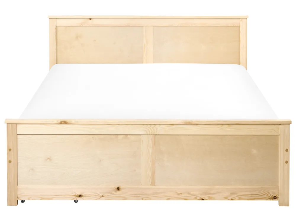 Bed with 2 Drawers DAUPHIN Pine Wood Light Brown 180 x 200 cm (EU Super King)_1059907