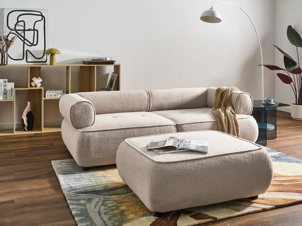 Sofa 3 Seater SALLA with Ottoman Boucle Beige
