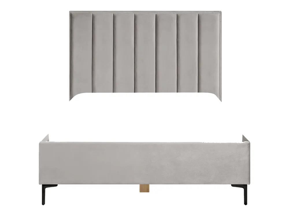 Postelja s prostorom za shranjevanje SEZANNE Žamet Svetlo siva 140 x 200 cm_800046