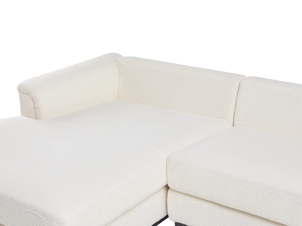 Corner Sofa 5 Seater OSLO with Ottoman Boucle White Right Hand_946752