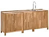 Outdoor-Küche 3er Set mit Spüle VENOSA Braun / Silber Akazienholz