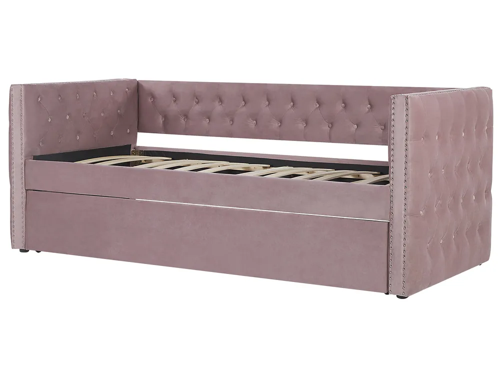 Ausziehbett Samtstoff GASSIN 90 x 200 cm Rosa_779269