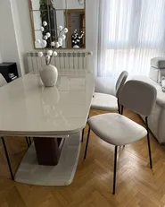 Set of 4 Dining Chairs RILEY Fabric Light Beige_1063083