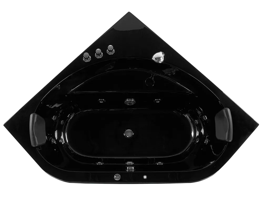 Corner Hot Tub with LED MEVES 1400 x 1400 mm Black_780527