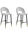 Set mit 2 Barstühlen FALTON Samtstoff Grau