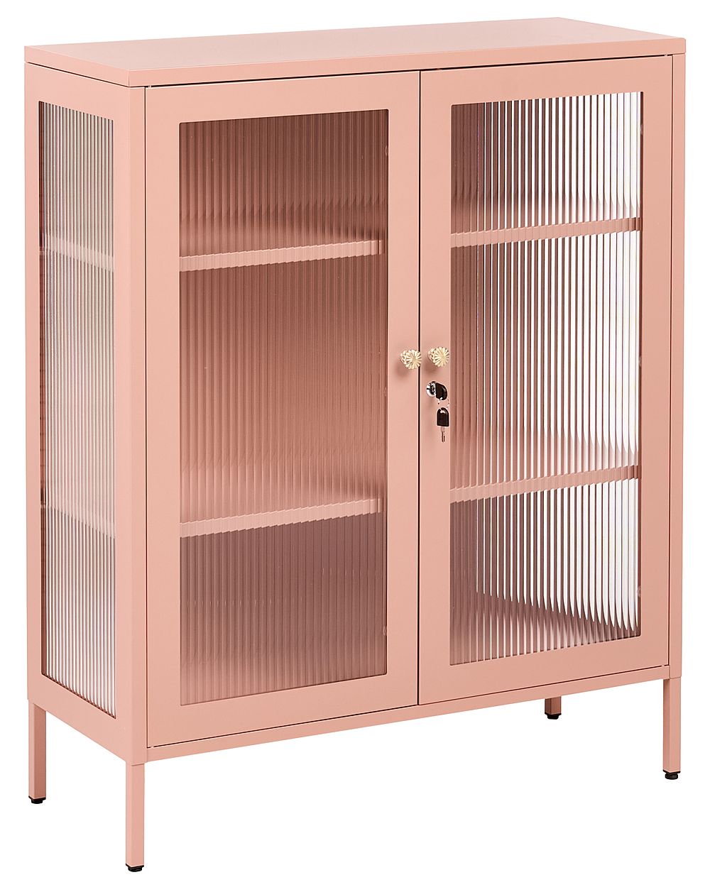 Glass Display Cabinet HARLYN  90 cm Metal Peach Pink