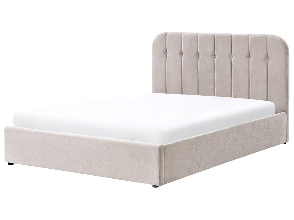 Ottoman Bed CHALLANS Chenille Taupe 160 x 200 cm (EU King Size)_1023079