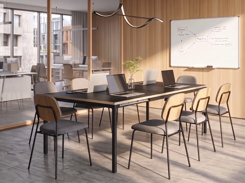 Ausziehbarer Konferenztisch AVIS 90 cm 140/190 cm Schwarz_1078854