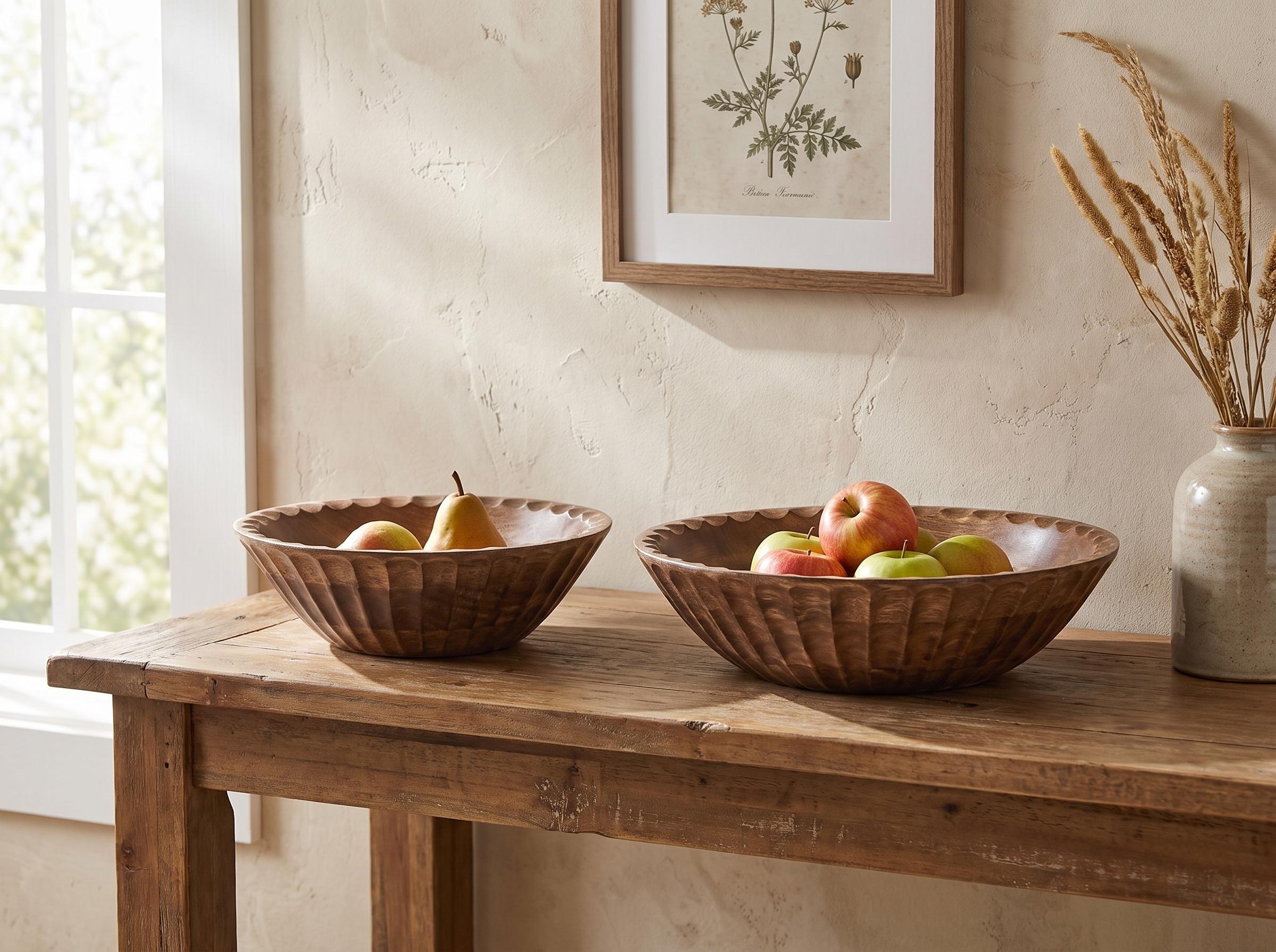 Set of 2 Bowls SOHAG Mango Wood Brown